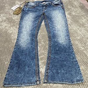 Silver Denim Flare Jeans- 1041